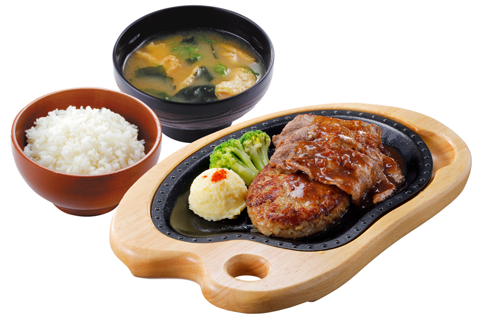 みすじグリル（和風オニオンソース）＆ハンバーグステーキSランチ（ライス＋みそ汁付）